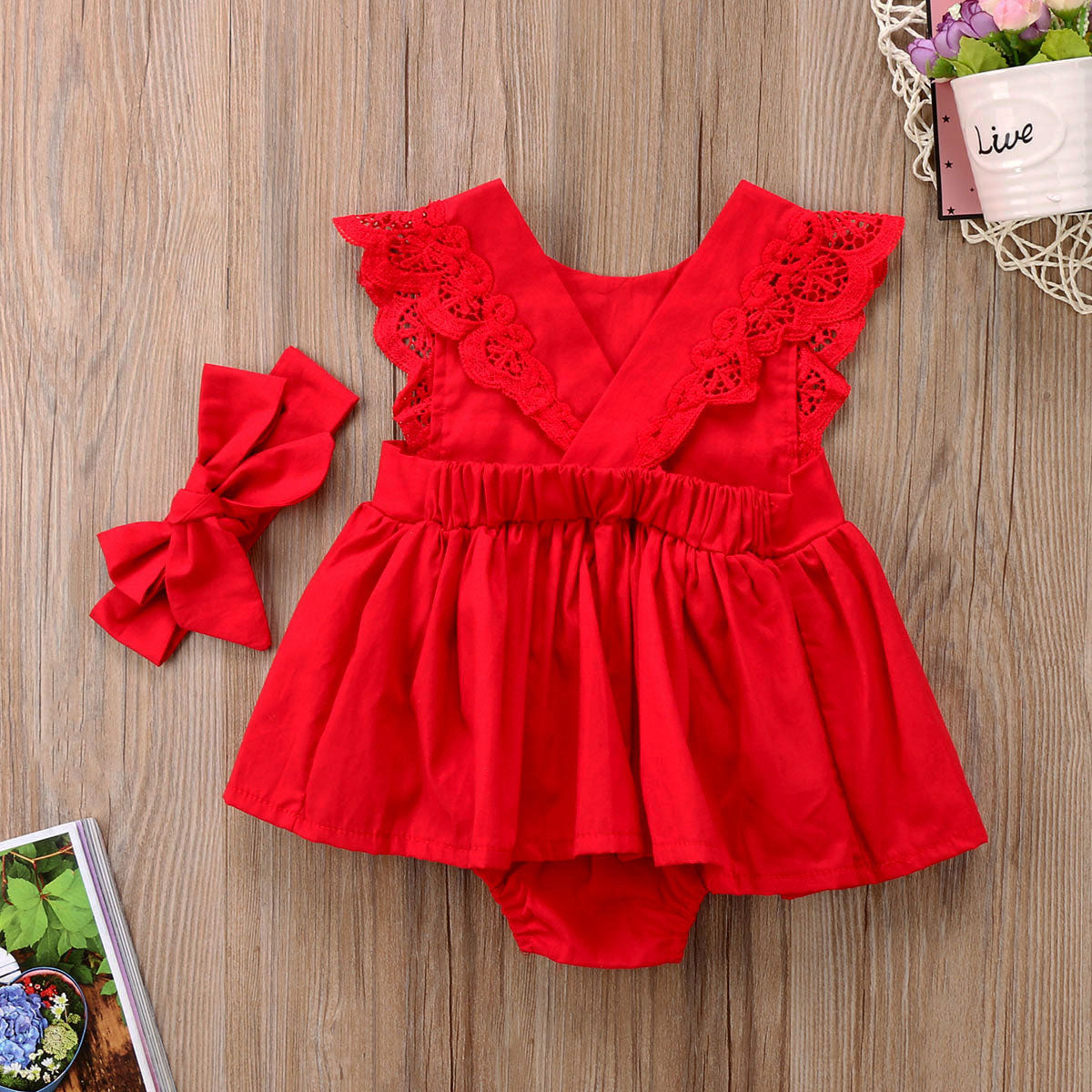 Baby Girls Red Romper Dress (Age 6-24m)