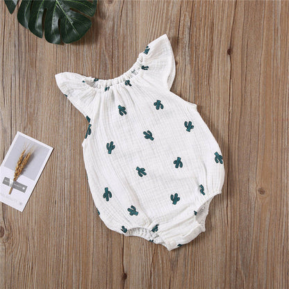 Baby Girls / Boys White Print Romper (Age 6m-24m)