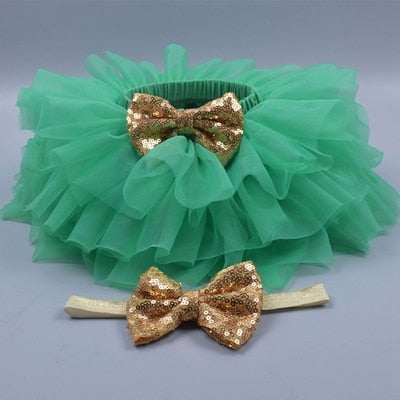 Baby Girls Tulle Bloomers & Headband (Age 3m-3yrs) Green