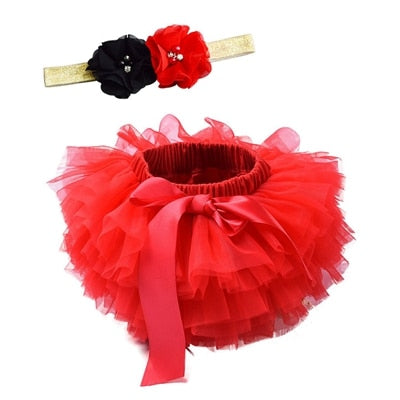 Baby Girls Tulle Bloomers & Headband (Age 3m-3yrs) Red