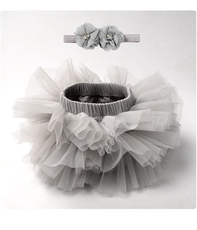 Baby Girls Tulle Bloomers & Headband (Age 3m-3yrs) Silver