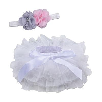 Baby Girls Tulle Bloomers & Headband (Age 3m-3yrs) White