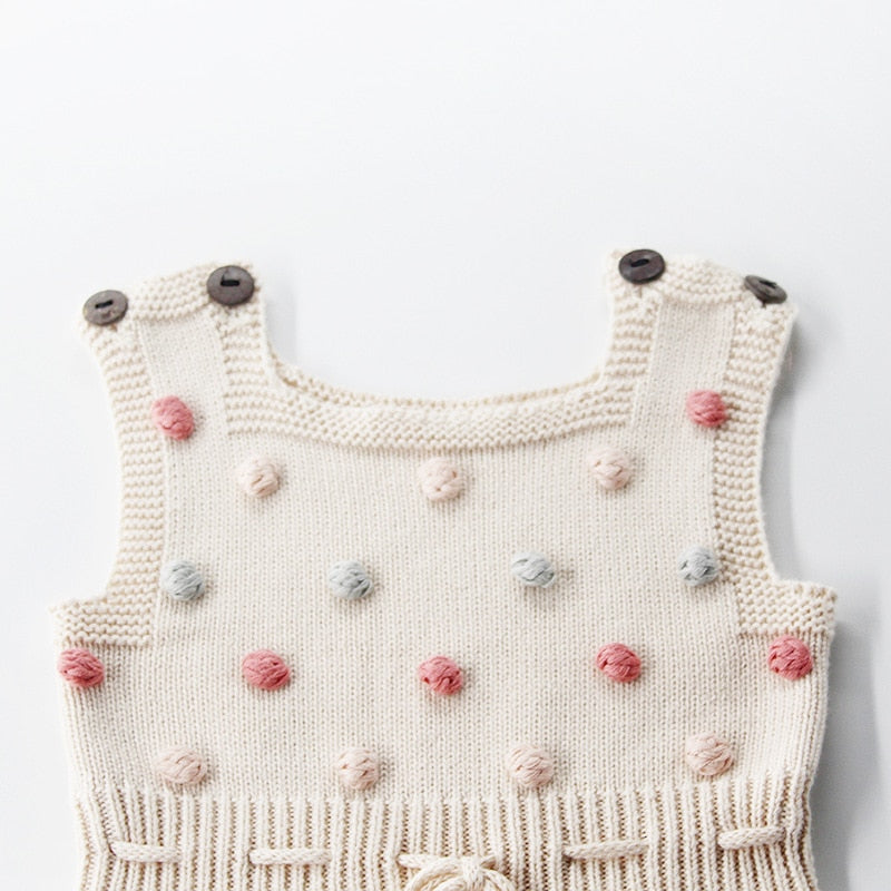 Baby Knitted Pom Pom Romper (Age Newborn - 24M)