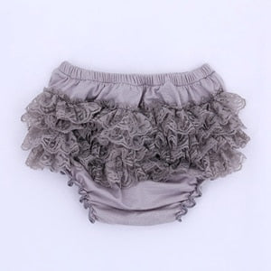 Baby Lace Ruffle Bloomers (Age Newborn-24m) Gray