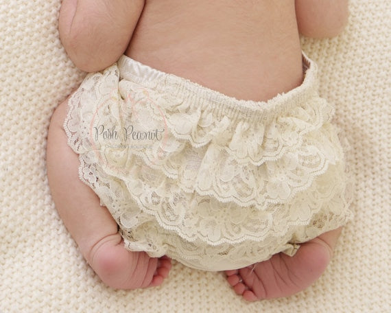 Baby Lace Ruffle Bloomers (Age Newborn-24m) Ivory