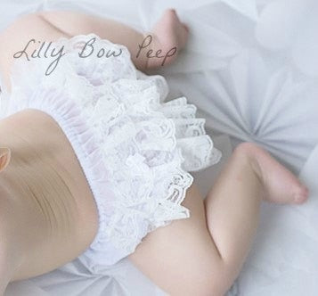 Baby Lace Ruffle Bloomers (Age Newborn-24m) White