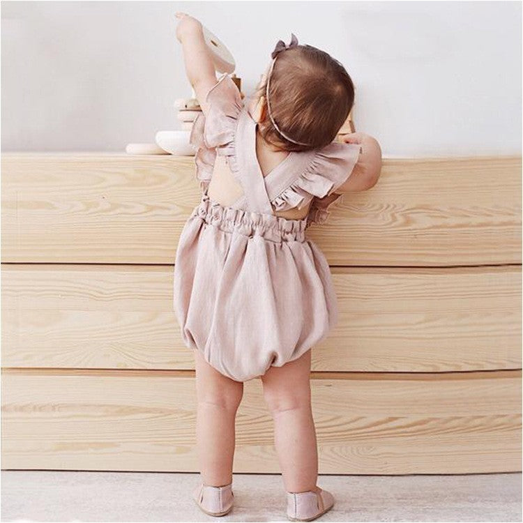 Baby Girls Organic Cotton Romper & Headband (Age 3m-18m)