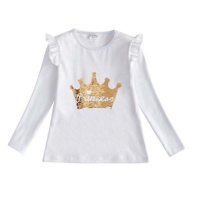 Girls White Sequin Princess Top (Age 3Y-8Y)