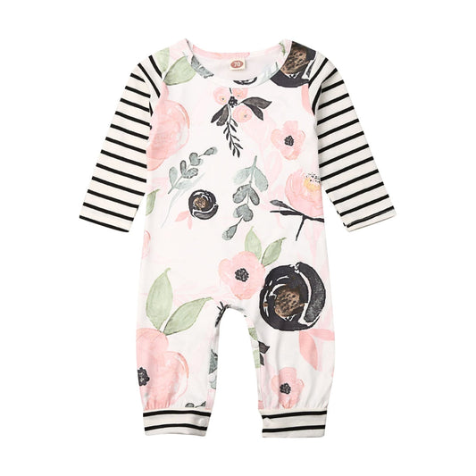 Baby Girls Floral Print Jumpsuit Babygro (Age 3m-12m) Pink