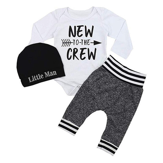 Baby Boys Bodysuit Trousers & Hat Set (Age Newborn - 18M) Grey