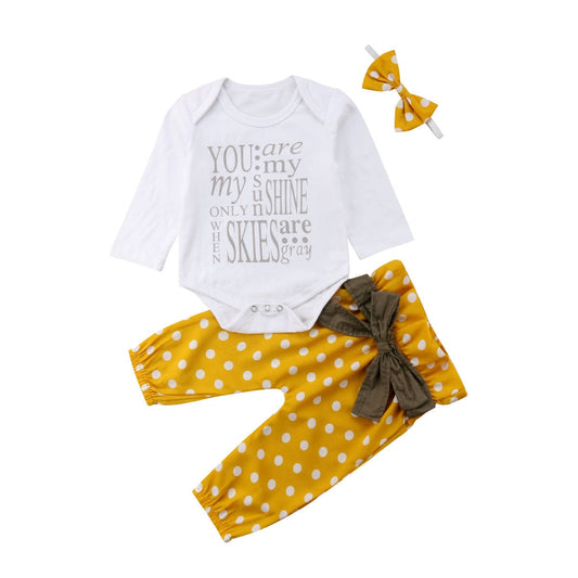 Baby Girls Yellow Bodysuit & Polka Dot Trousers Set (Age 6m-24m) Yellow