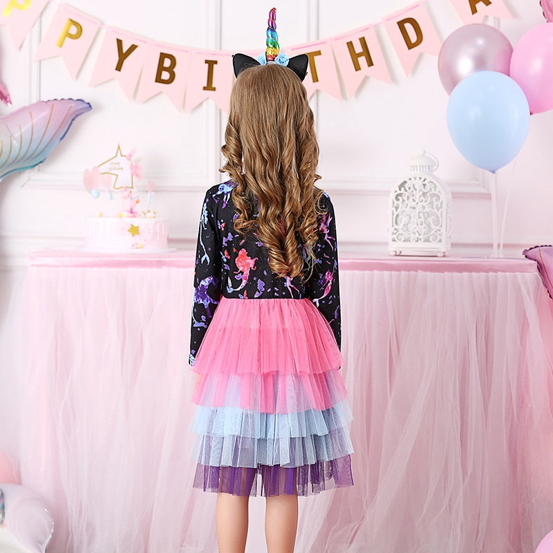 Girls Multi Sequin Layered Tulle Dress (Age 3Y-8Y)