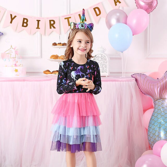 Girls Multi Sequin Layered Tulle Dress (Age 3Y-8Y) Multi