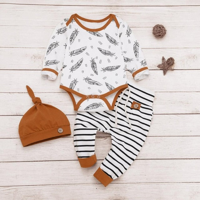 Baby Girls / Boys Stripe Top & Trousers & Hat Set (Age 3m-24m) Multi A