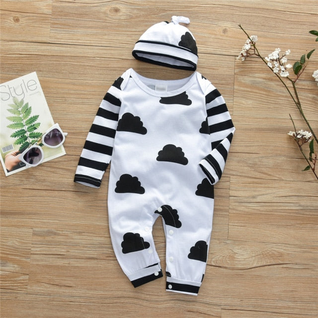 Baby Girls / Boys Cloud Jumpsuit Grow & Hat (Age 3m-18m) White