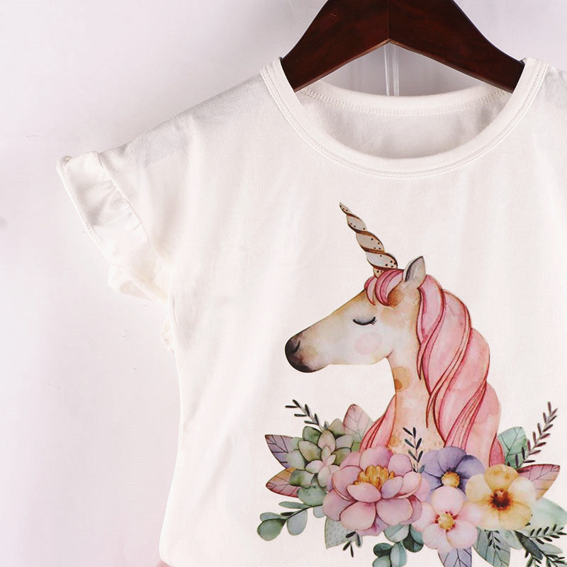 Girls Unicorn T-Shirt & Tulle Skirt Set (Age 24M-6YRS)