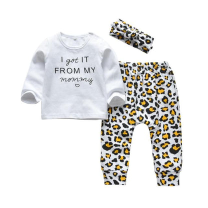 Baby Girls Leopard Top & Trousers & Headband Set (Age 3m-24m) Yellow