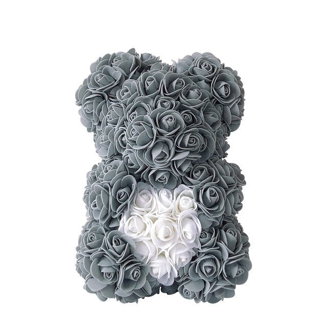 Artificial Teddy Bear Rose Flower Gift - 25CM Grey