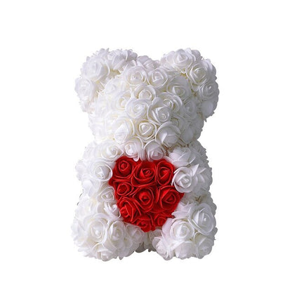 Artificial Teddy Bear Rose Flower Gift - 25CM White Red