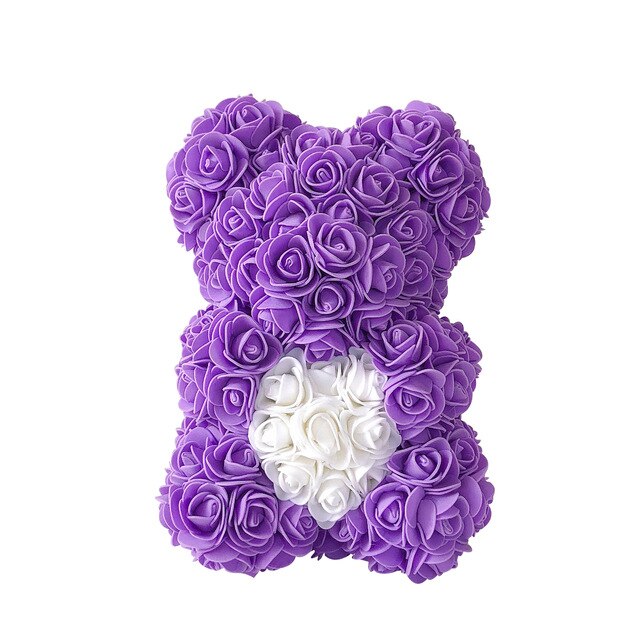 Artificial Teddy Bear Rose Flower Gift - 25CM Purple