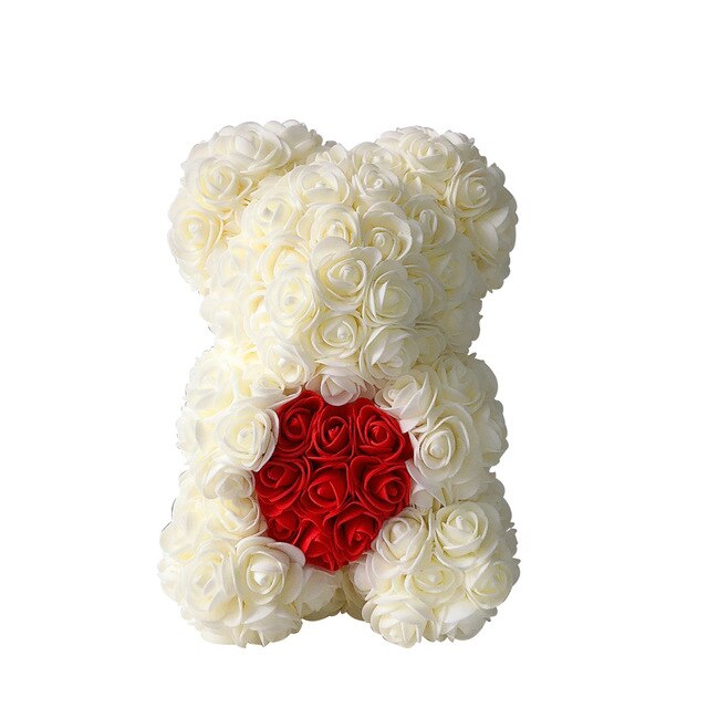 Artificial Teddy Bear Rose Flower Gift - 25CM White