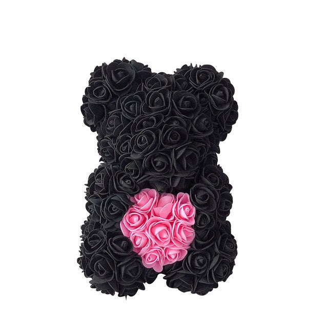 Artificial Teddy Bear Rose Flower Gift - 25CM Black