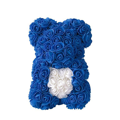 Artificial Teddy Bear Rose Flower Gift - 25CM Navy