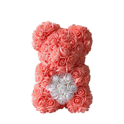 Artificial Teddy Bear Rose Flower Gift - 25CM Coral