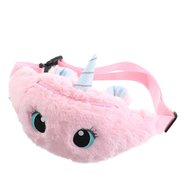 Kids Plush Unicorn Bum Bag Pure Pink