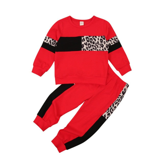 Boys / Girls Leopard Tracksuit Set (Age 12M-6YRS) Red