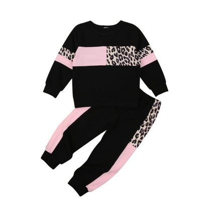 Boys / Girls Leopard Tracksuit Set (Age 12M-6YRS) Black