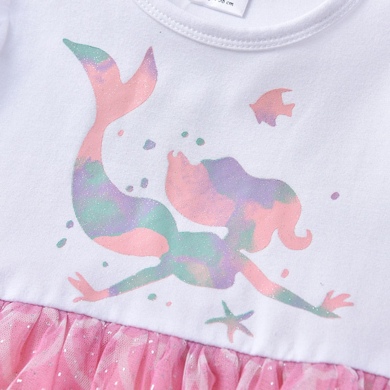 Girls Pink Mermaid Dress (Age 3Y-8Y)