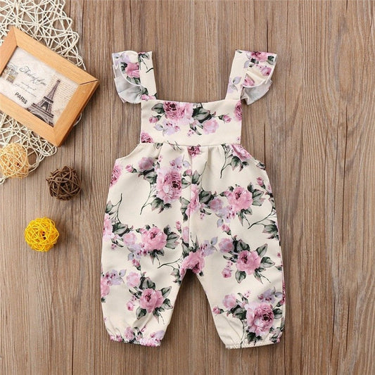 Baby Girls White & Pink Floral Romper (Age 6m-24m) Pink