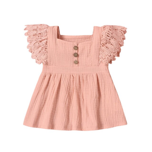 Baby Girls Ruffle Sleeve Dress (Age 3M-24M) Pink