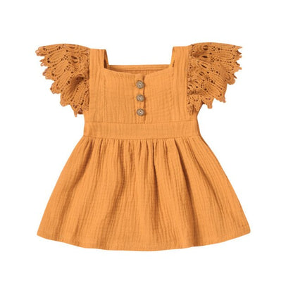 Baby Girls Ruffle Sleeve Dress (Age 3M-24M) Yellow