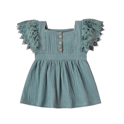 Baby Girls Ruffle Sleeve Dress (Age 3M-24M) Green