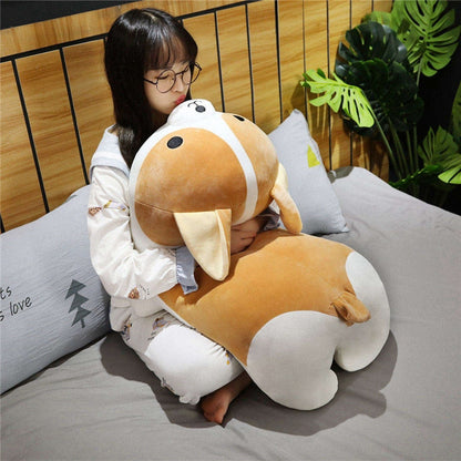 Large Plush Corgi Dog Stuffed Pillow Toy - 70-90cm