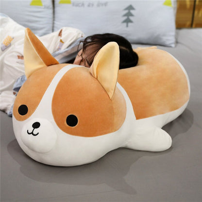 Large Plush Corgi Dog Stuffed Pillow Toy - 70-90cm