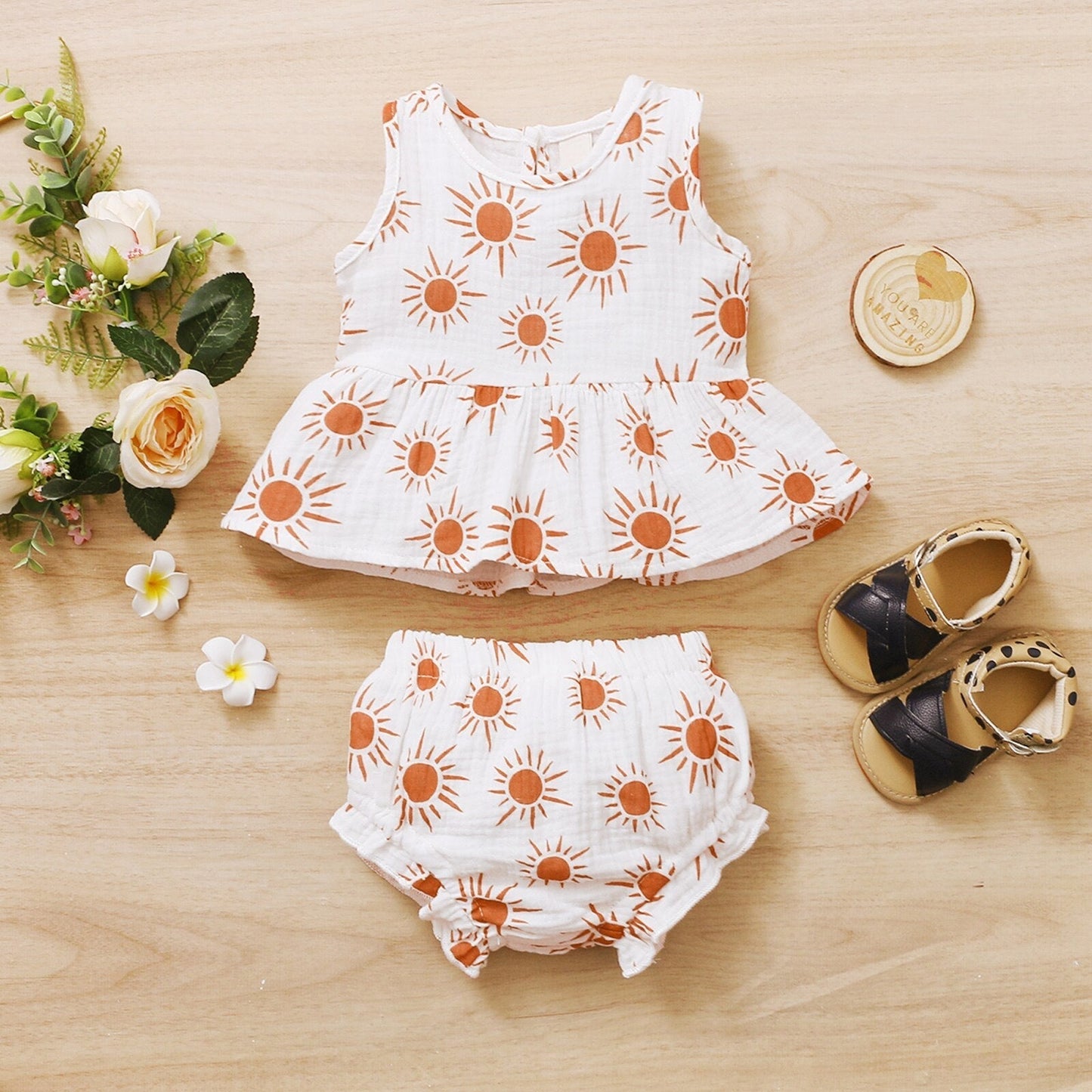 Baby Peplum Top & Shorts Set (Age 3M-18M)