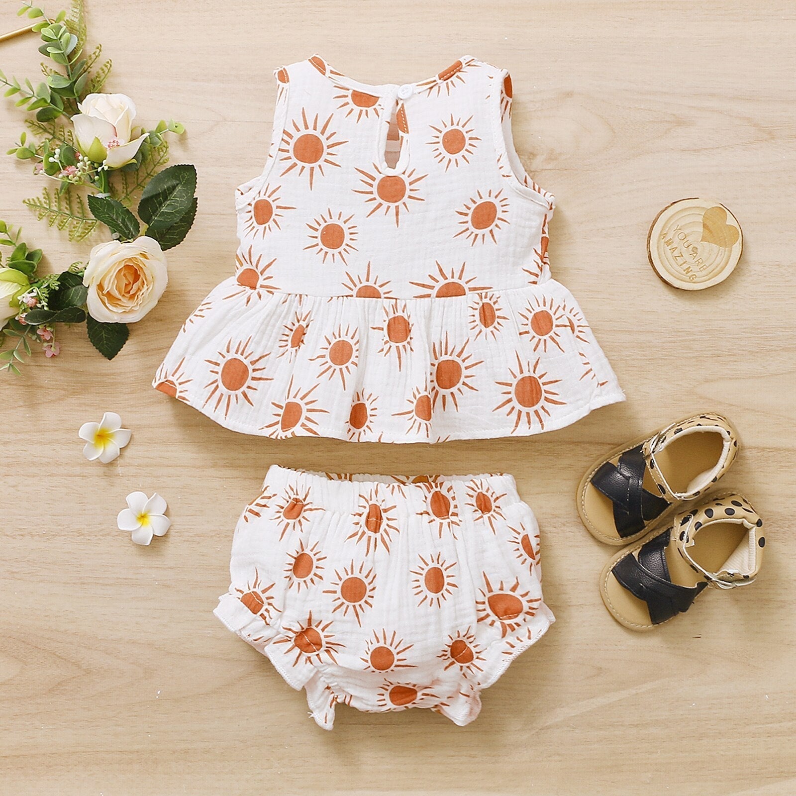 Baby Peplum Top & Shorts Set (Age 3M-18M)