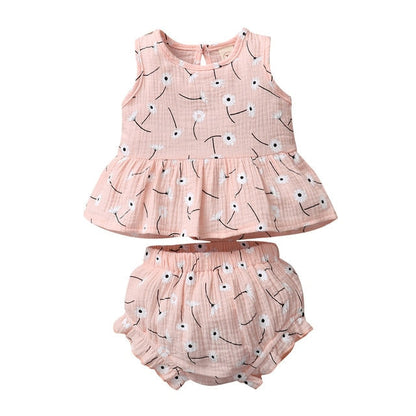 Baby Peplum Top & Shorts Set (Age 3M-18M) Pink