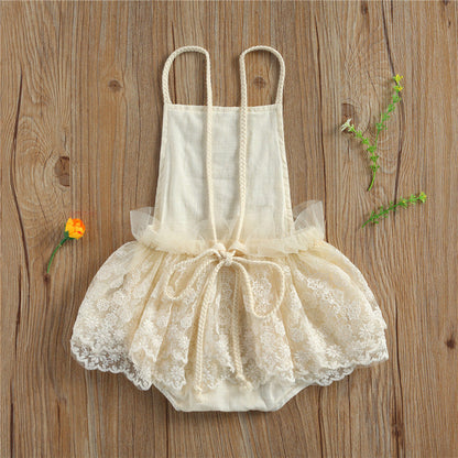 Baby Girls Beige Sequin Embroidered Romper (Age 6m-24m)