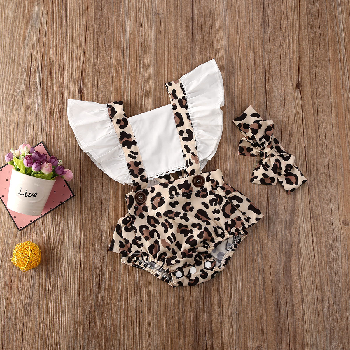 Baby Girls Leopard Romper & Headband Set (Age Newborn-24M)