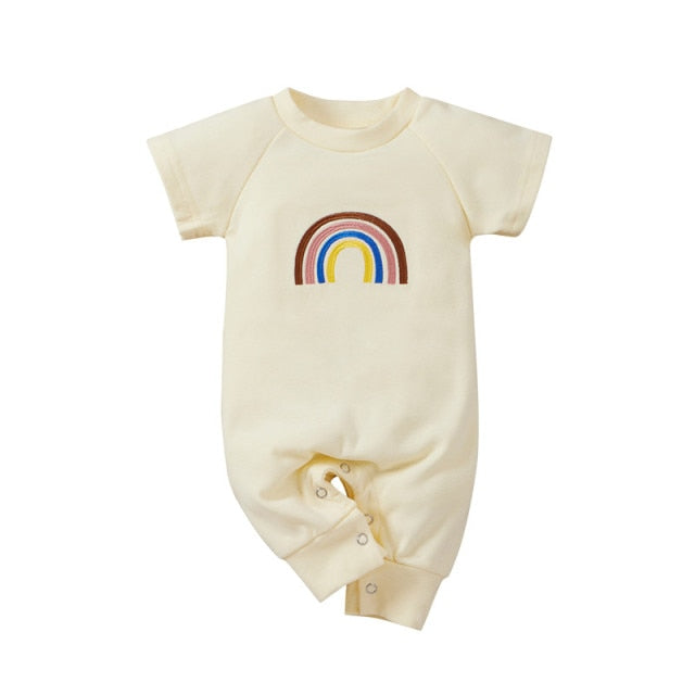 Baby Boys Rainbow Romper (Age 3m-18m) White