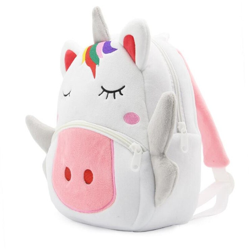 Kids Plush Unicorn Backpack White