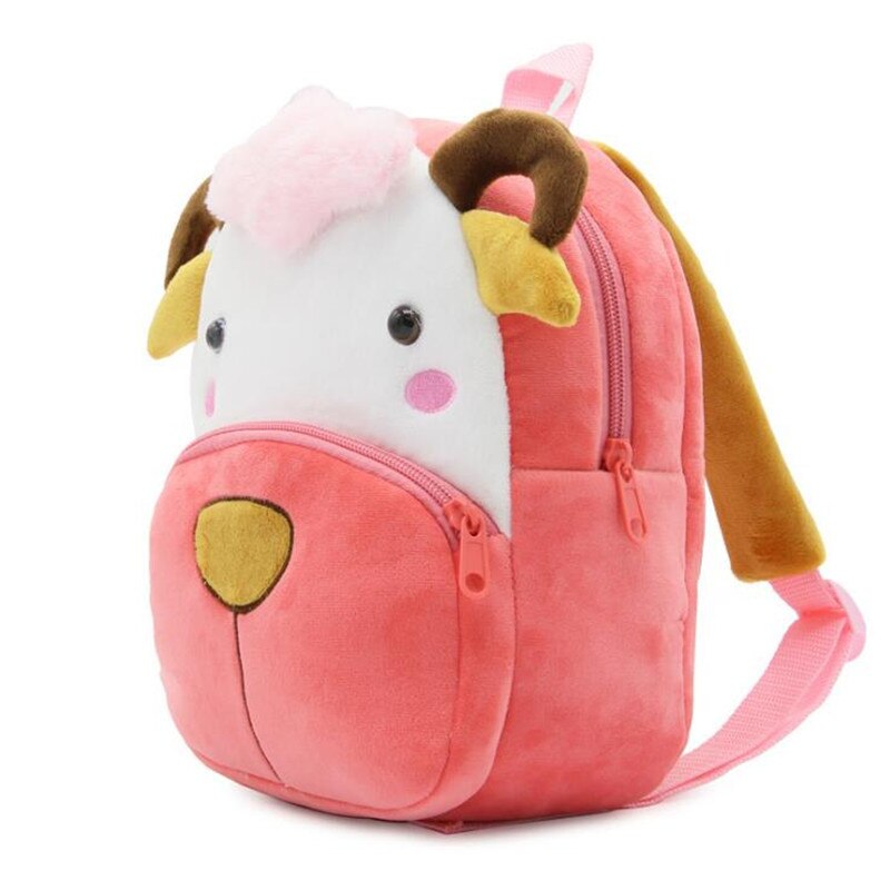 Kids Plush Cow Backpack Pink