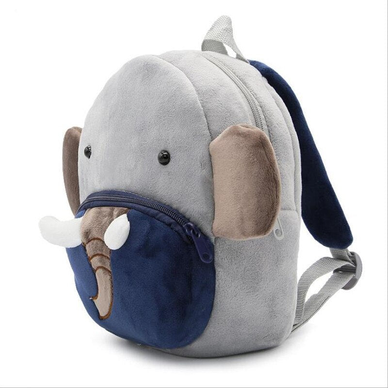 Kids Plush Elephant Backpack Grey