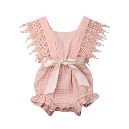 Baby Girls Crochet Romper (Age 6m-24m) Pink