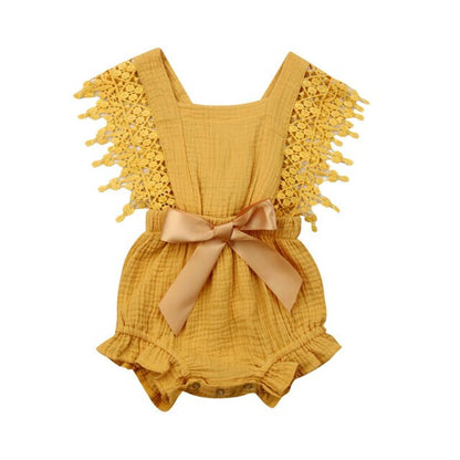 Baby Girls Crochet Romper (Age 6m-24m) Yellow