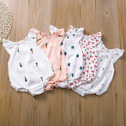 Baby Girls / Boys White Print Romper (Age 6m-24m)